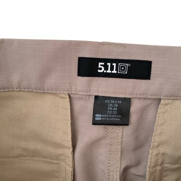 5.11 Tactical Men's Lightweight Khaki Flat Front Pants - 36x34 - Picture 4 of 6